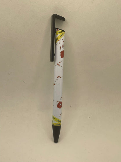 Crime scene pen with phone stand