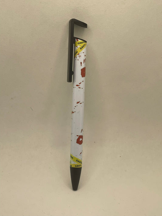 Crime scene pen with phone stand