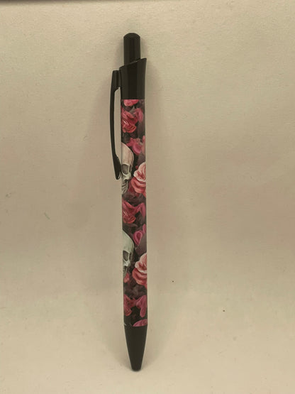 Pink Rose Skull Pen