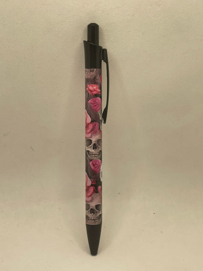 Pink Rose Skull Pen