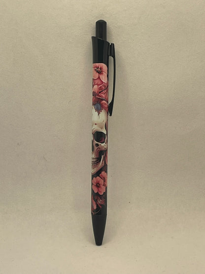 Pink Rose Skull Pen